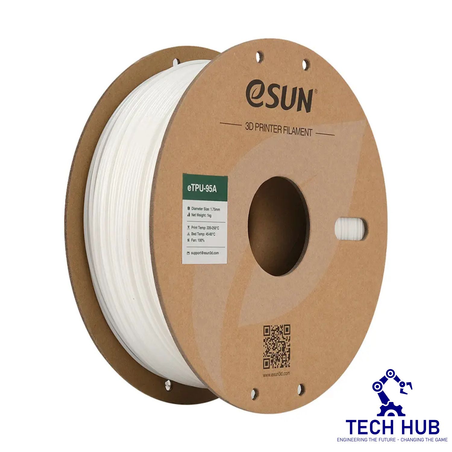 Untitled design (45) eSUN White eTPU-95A 3D Filament, 1.75mm, 1kg/Roll - Image 1