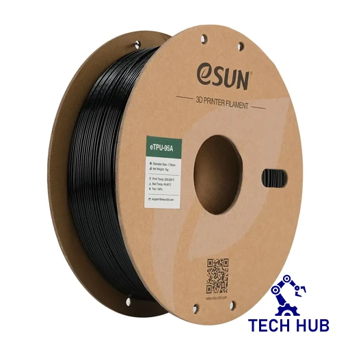eSUN20Black20eTPU-95A203D20Filament_201_75mm_201kg_Roll.webp eSUN Black eTPU-95A 3D Filament, 1.75mm, 1kg/Roll - Image 1