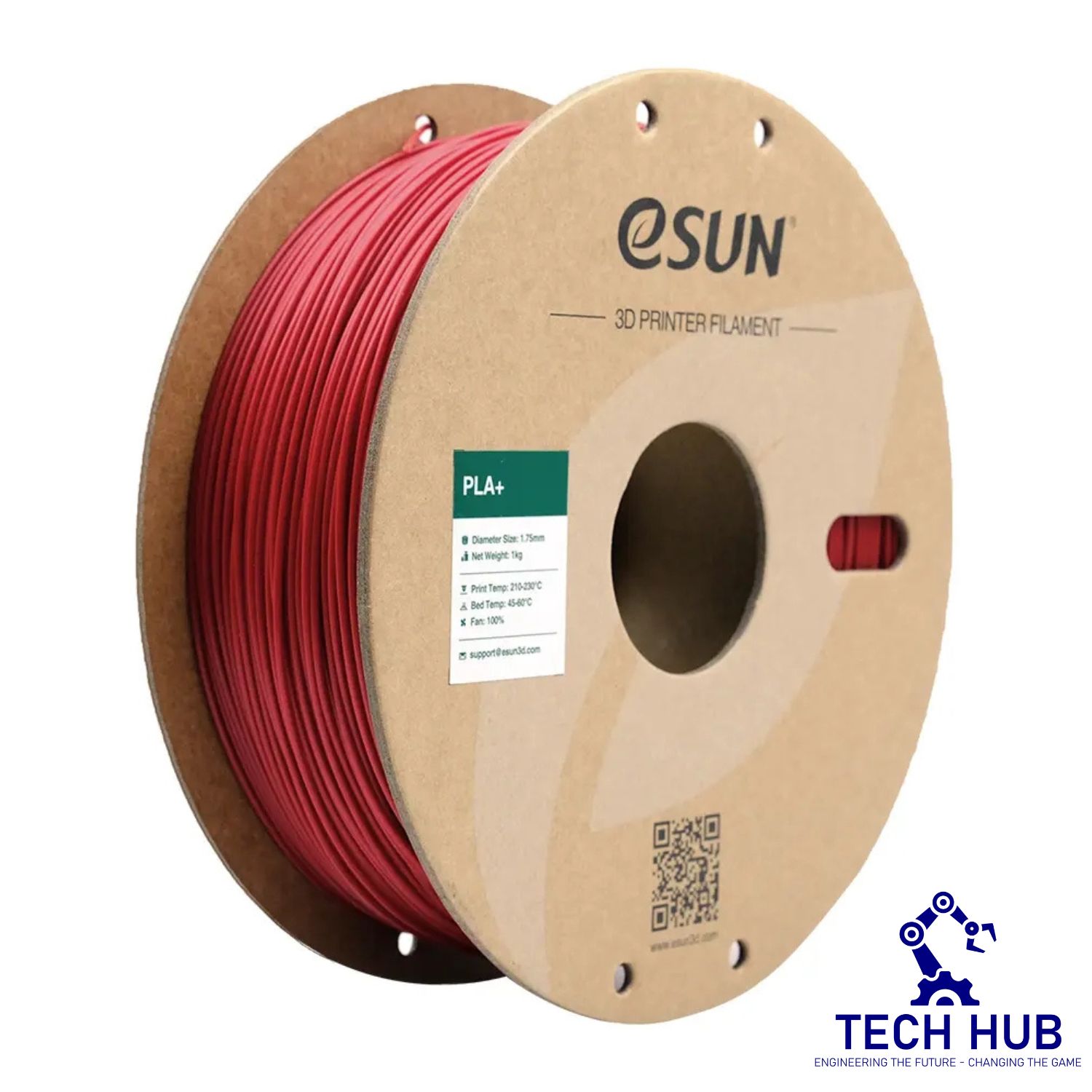 Untitled design (38) eSUN fire engine red PLA+ 3D Filament, 1.75mm, 1kg/Roll - Image 1