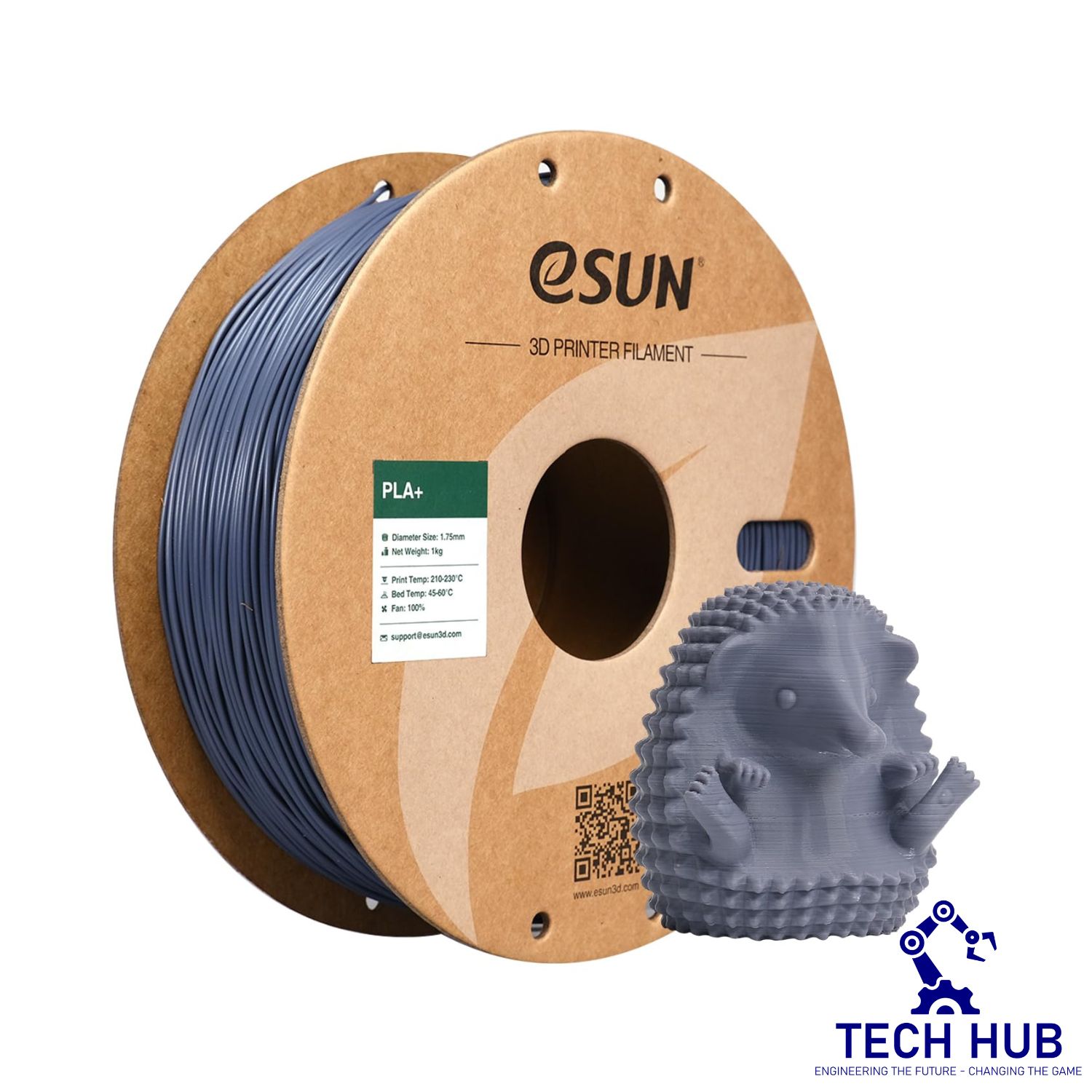Untitled design (10) eSUN Grey PLA+ 3D Filament, 1.75mm, 1kg/Roll - Image 1