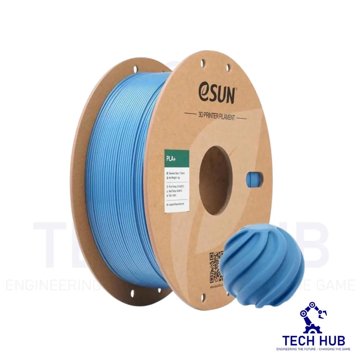 Haze Blue eSUN Haze Blue PLA+ 3D Filament, 1.75mm, 1kg/Roll