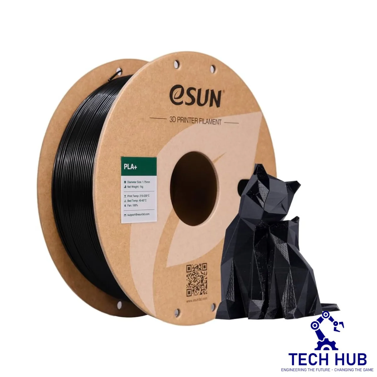 Untitled design (11) eSUN Black PLA+ 3D Filament, 1.75mm, 1kg/Roll